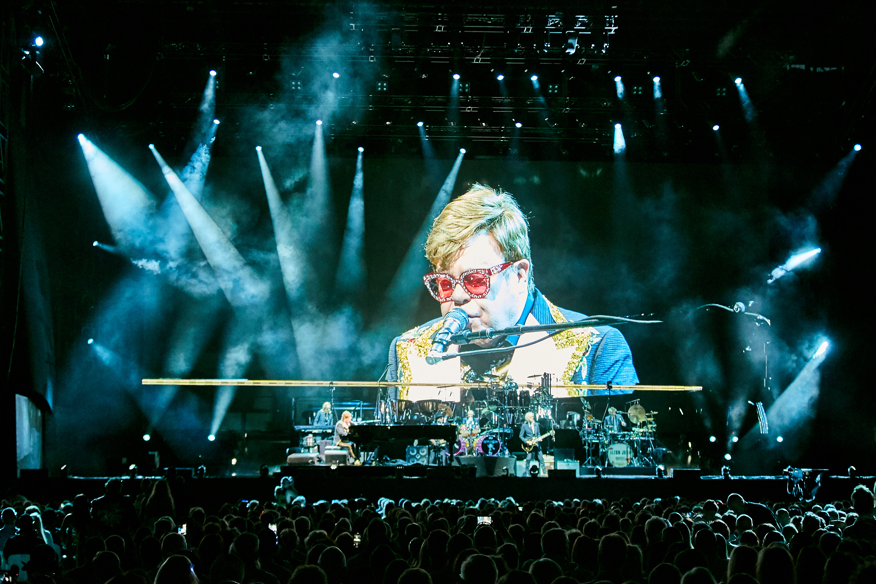 A photo of Elton John performing at HBF Park
