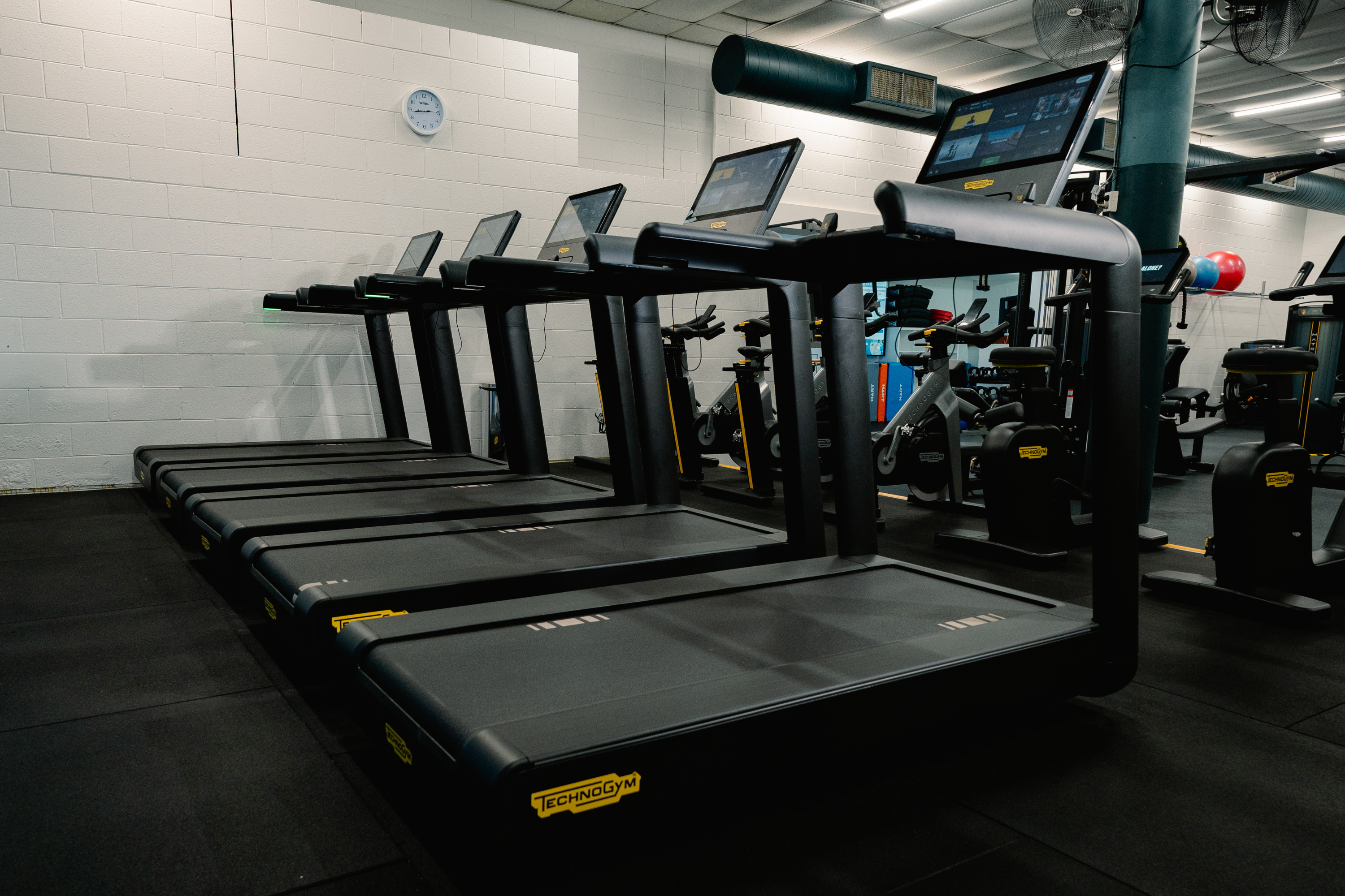 Several treadmills