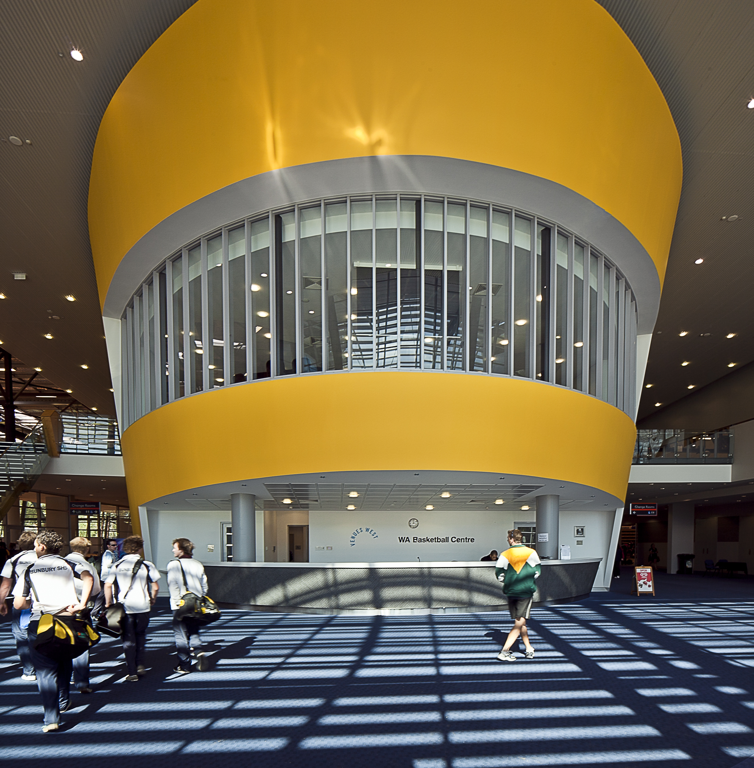 A photo of the main reception at Bendat Basketball Centre