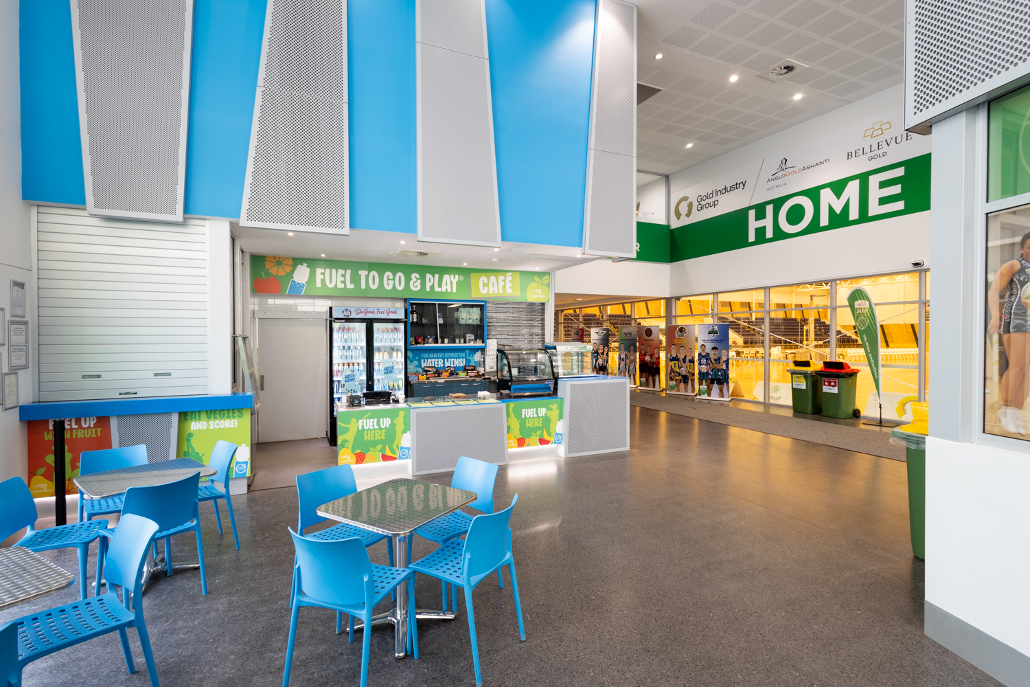 A photo of the cafe facilities inside the Gold Netball Centre