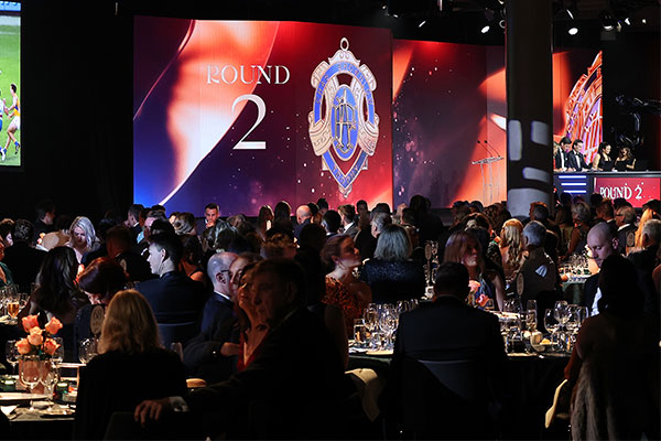 A photo of a gala event being held in an event space at Optus Stadium in Burswood, Perth