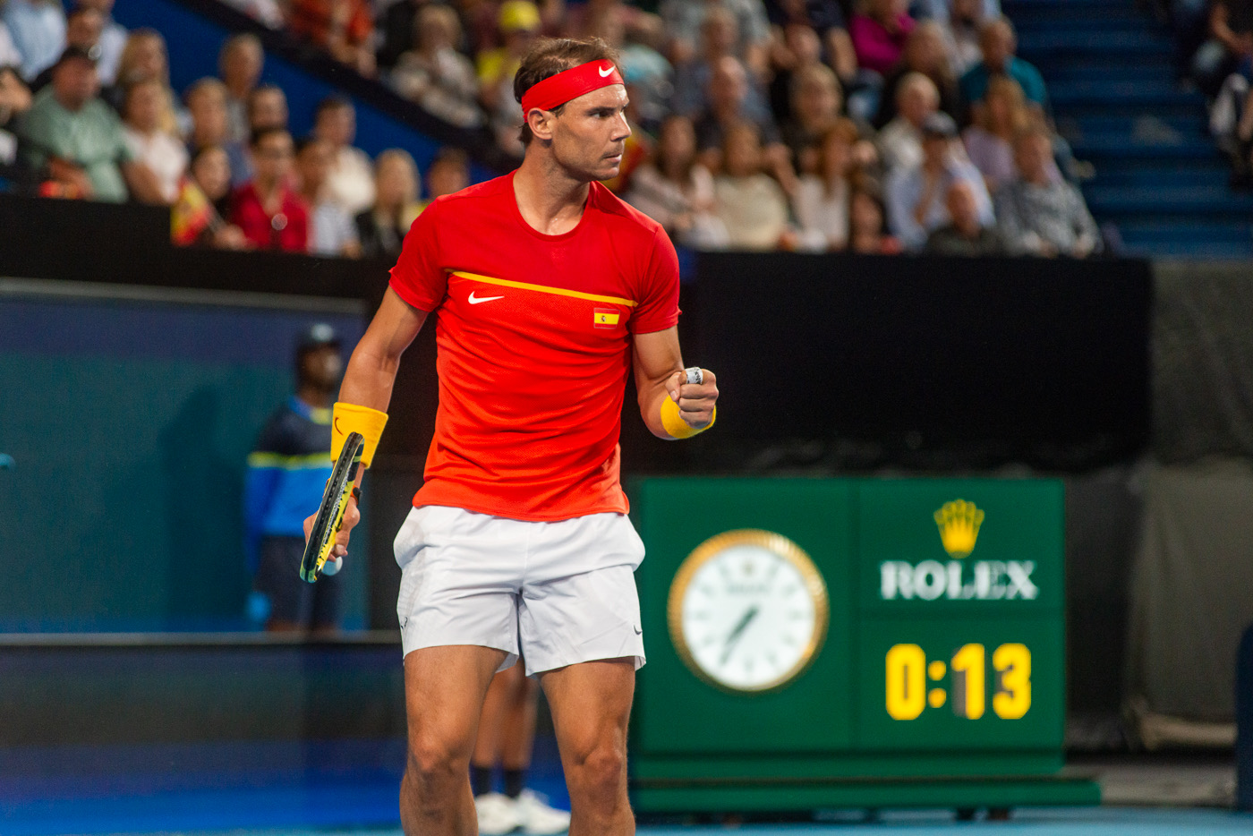 A photo of Rafael Nadal competing in the ATP Cup at RAC Arena in Perth