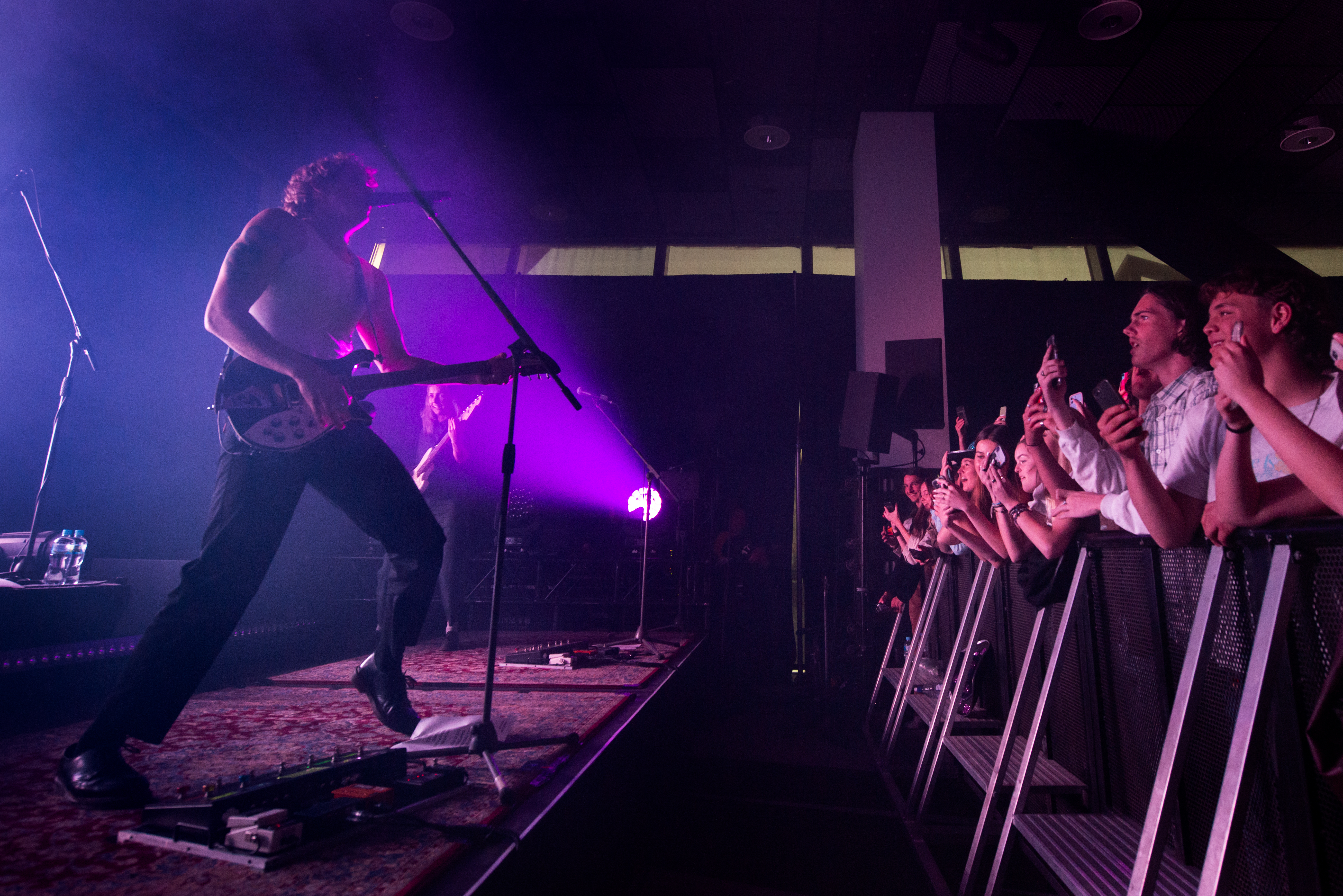 A photo of the artist Spacey Jane performing to a standing crowd at RAC Arena in Perth