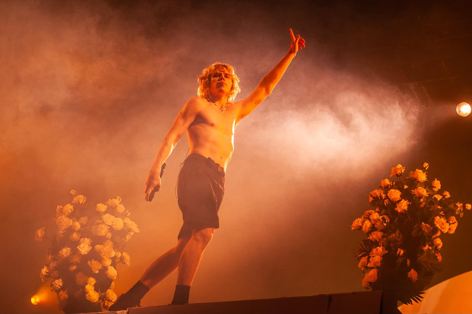 A close up photo of The Kid LAROI performing at RAC Arena in Perth