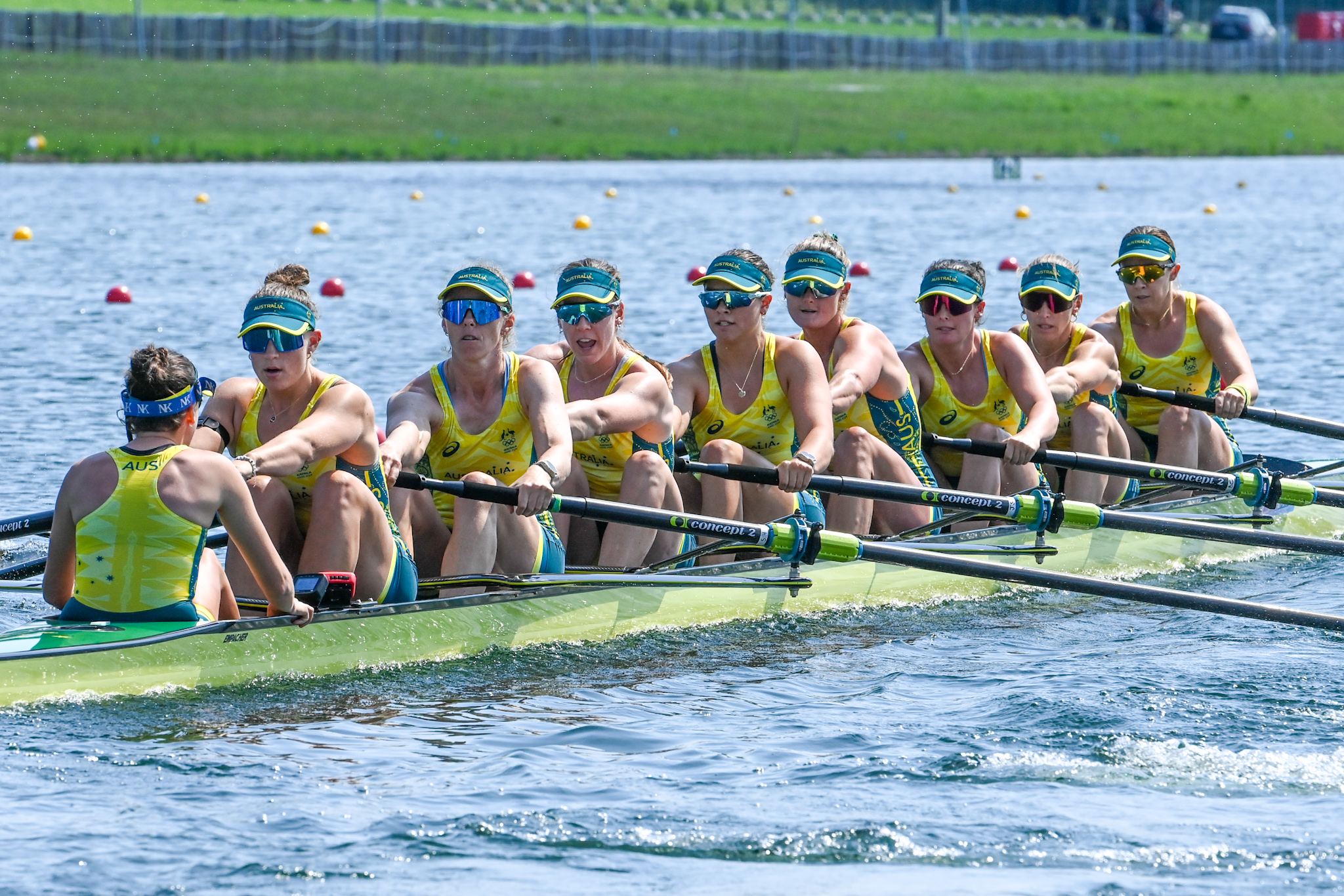 A photo of WAIS athlete Giorgia Patten on a row boat with her rowmates