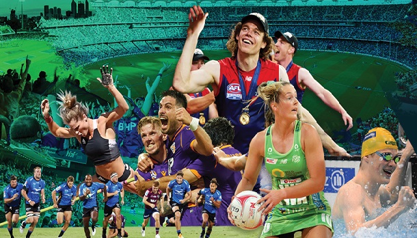A collage of different sports and events that are held across VenuesWest venues